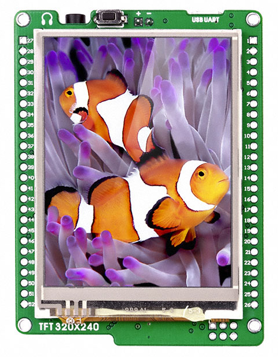 MikroElektronika MIKROE-755, mikromedia for XMEGA 2.8in TFT Color Display Development Board With ATxmega128A1