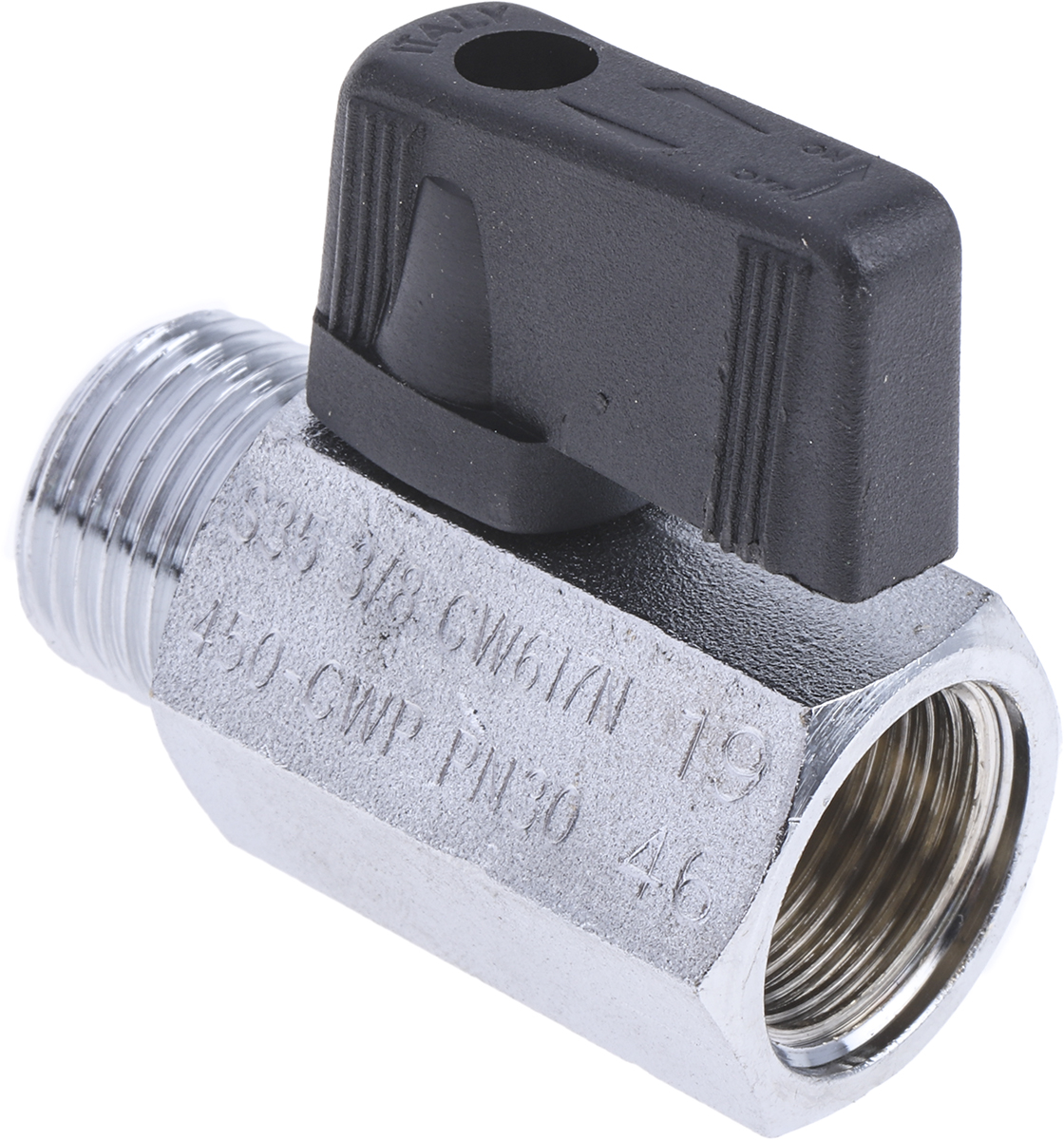 RS PRO Chrome Plated Brass Hydraulic Ball Valve G 3/8