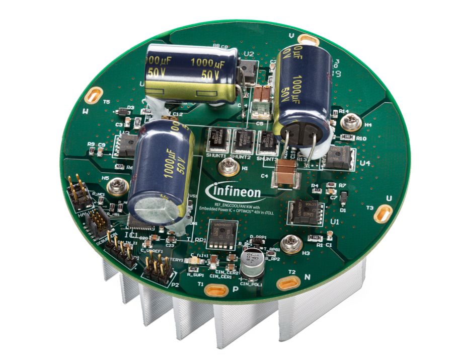 Infineon REF-ENGCOOLFAN1KW 3-Phase Motor Drive for TLE9879QXW40, IAUA250N04S6N007