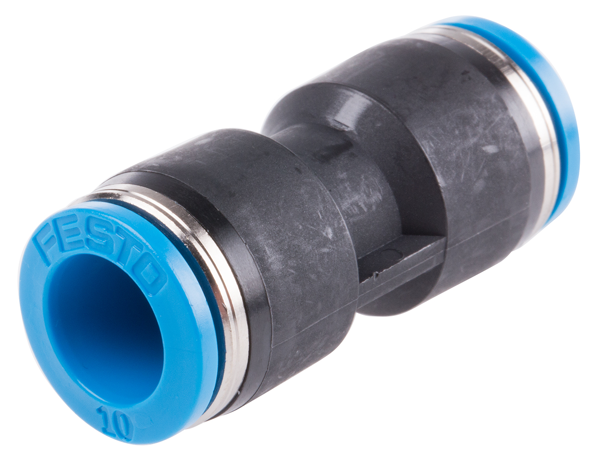 Festo QS Series Straight Tube-to-Tube Adaptor, Push In 10 mm to Push In 10 mm, Tube-to-Tube Connection Style, 153034