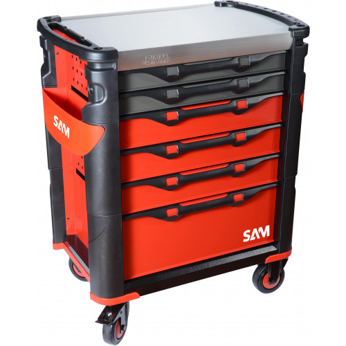 SAM 6 Drawer Stainless Steel Wheeled Tool Trolley
