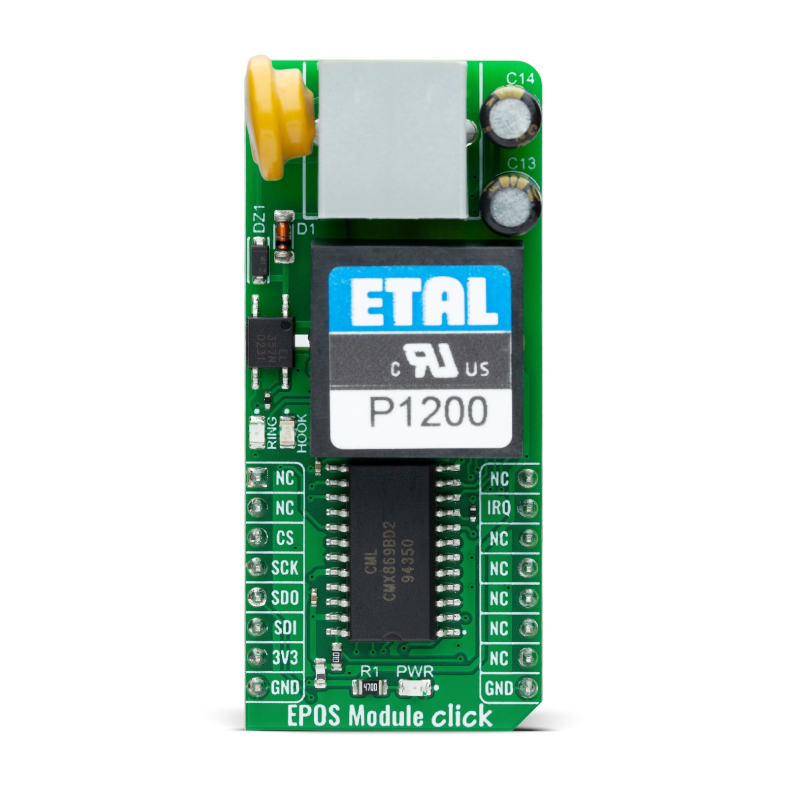 MikroElektronika Multi-Standard Low Power V.32 Bis Modem From CML Microcircuits CMX869B Radio Communication Board for