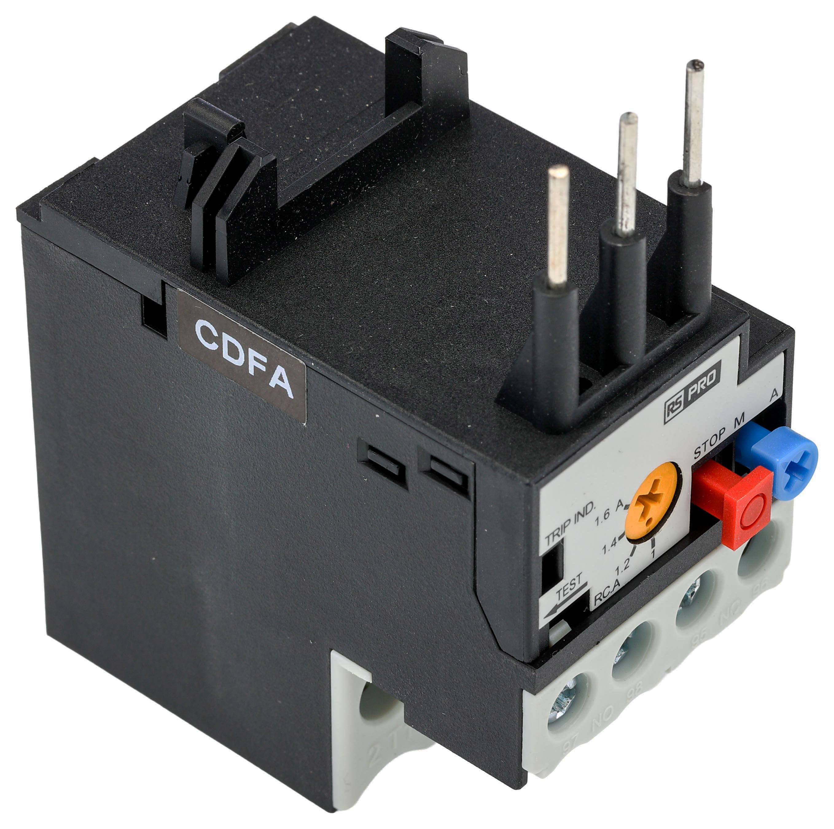RS PRO Thermal Overload Relay 1NC/1NO, 1.6 A F.L.C, 1.6 A Contact Rating, 5.4 W, 4000 V ac, RSPROOL12