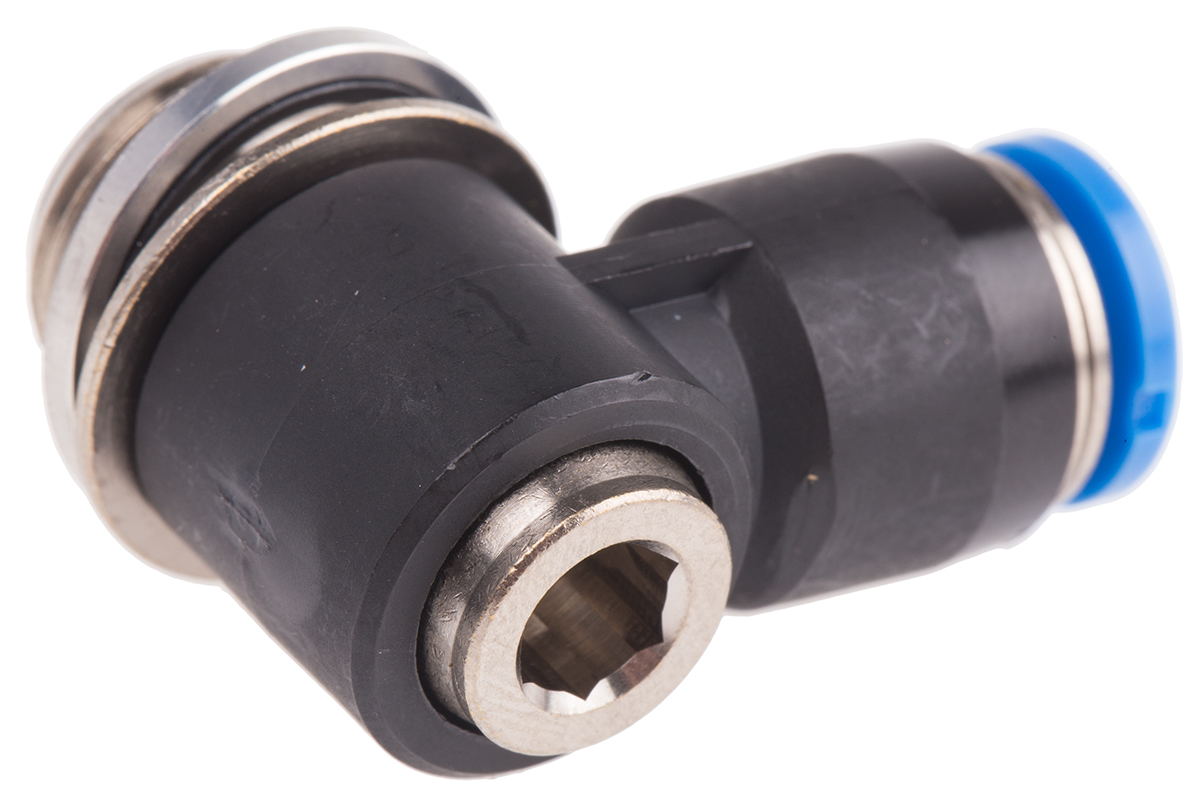 Festo QS Series Elbow Threaded Adaptor, G 1/4 Male to Push In 6 mm, Threaded-to-Tube Connection Style, 186149