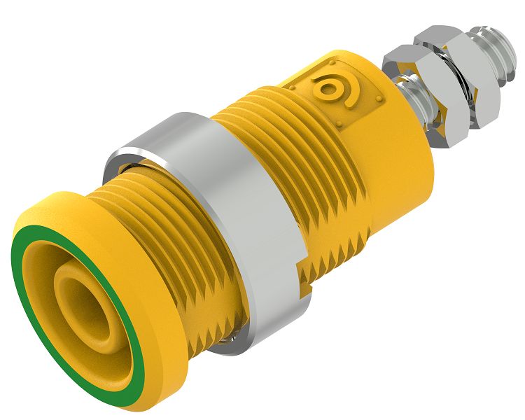 Electro PJP Green/Yellow Female Banana Socket, Plug In Termination, 25A, 600 → 1000V