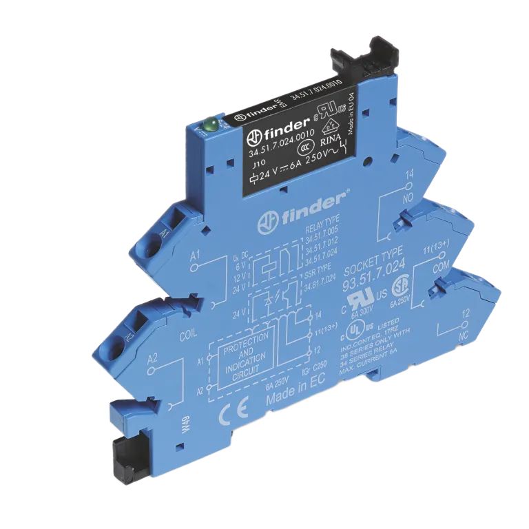 Finder 38.61 Series Electromechanical Interface Relay, DIN Rail Mount, 12V Coil, SPDT, 1-Pole, 6A Load