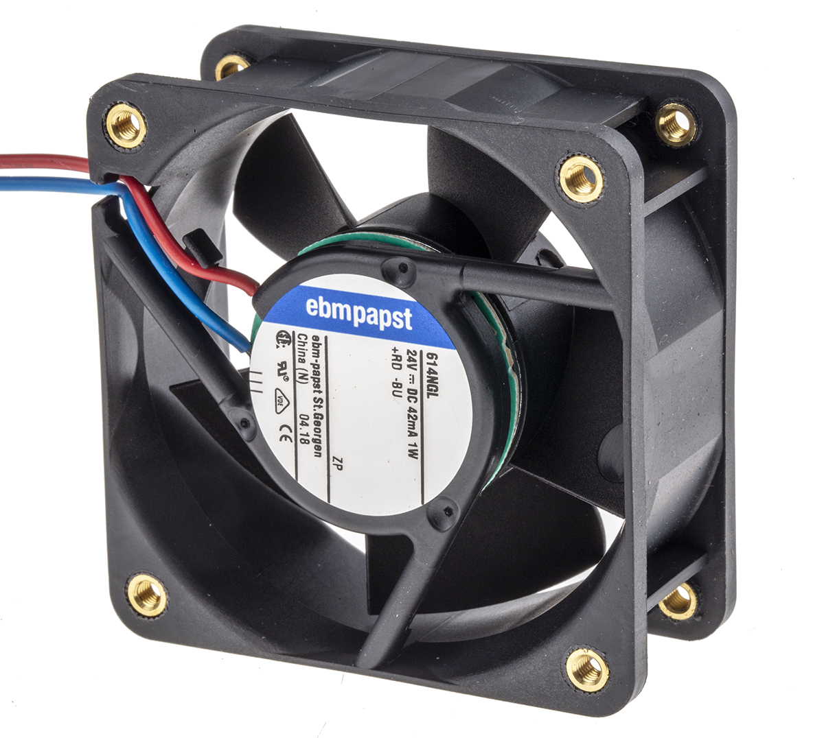 ebm-papst 600 N Series Axial Fan, 24 V dc, DC Operation, 21m³/h, 1W, IP20, 60 x 60 x 25mm