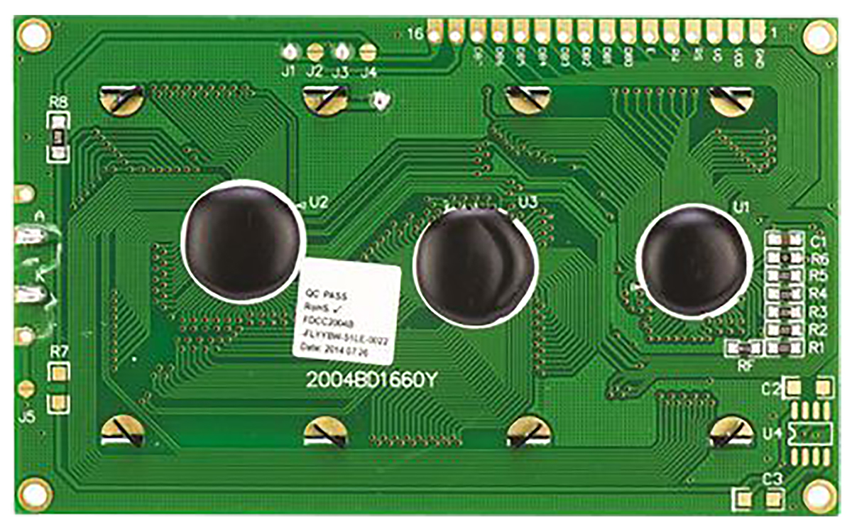 Fordata FC2004B01-FHYYBW-51SE FC Alphanumeric LCD Alphanumeric Display, Green, Yellow on Yellow-Green, 4 Rows by 20