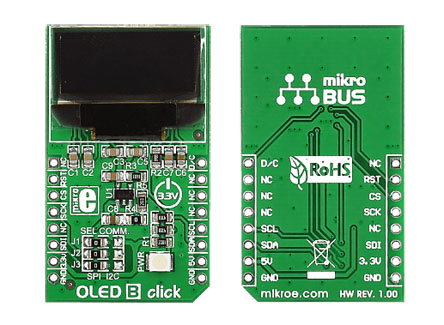 MikroElektronika MIKROE-1650, OLED B click OLED Display Add On Board With MI9639BO-B2, SSD1306