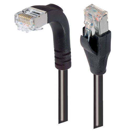 L-ComTRD, 1ft Cat5e, Black RJ45 to Male RJ45 Male, Copper Braid Shielded, Terminated PVC Sheath