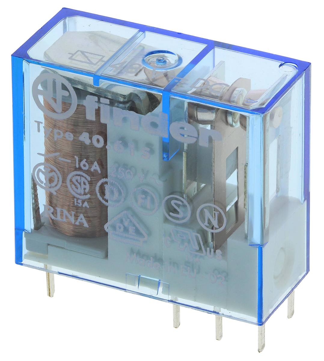 Finder PCB Mount Power Relay, 48V dc Coil, 16A Switching Current, SPDT