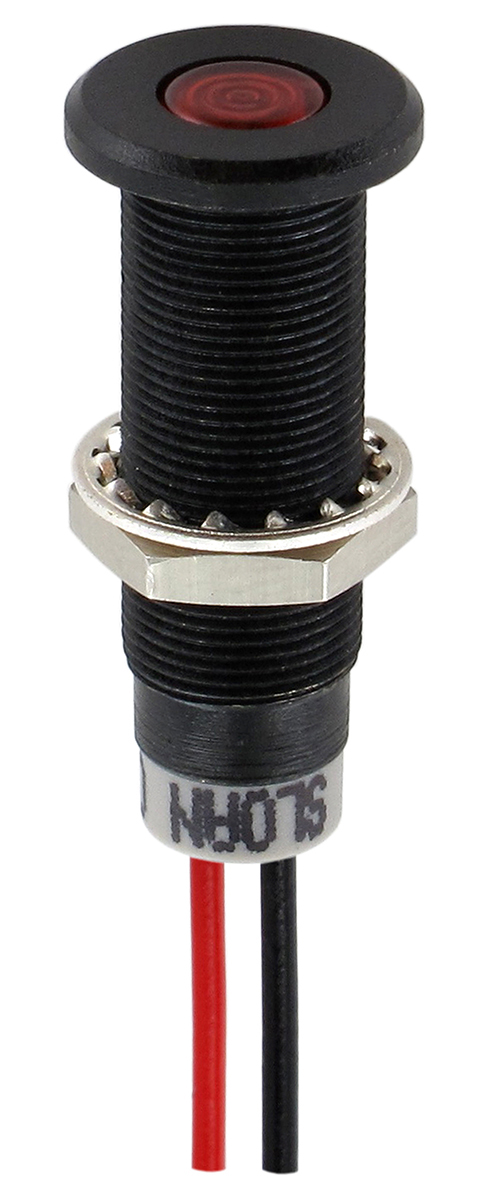 Sloan Red Panel Mount Indicator, 5 → 28V, 8.2 x 7.6mm Mounting Hole Size, Lead Wires Termination, IP68