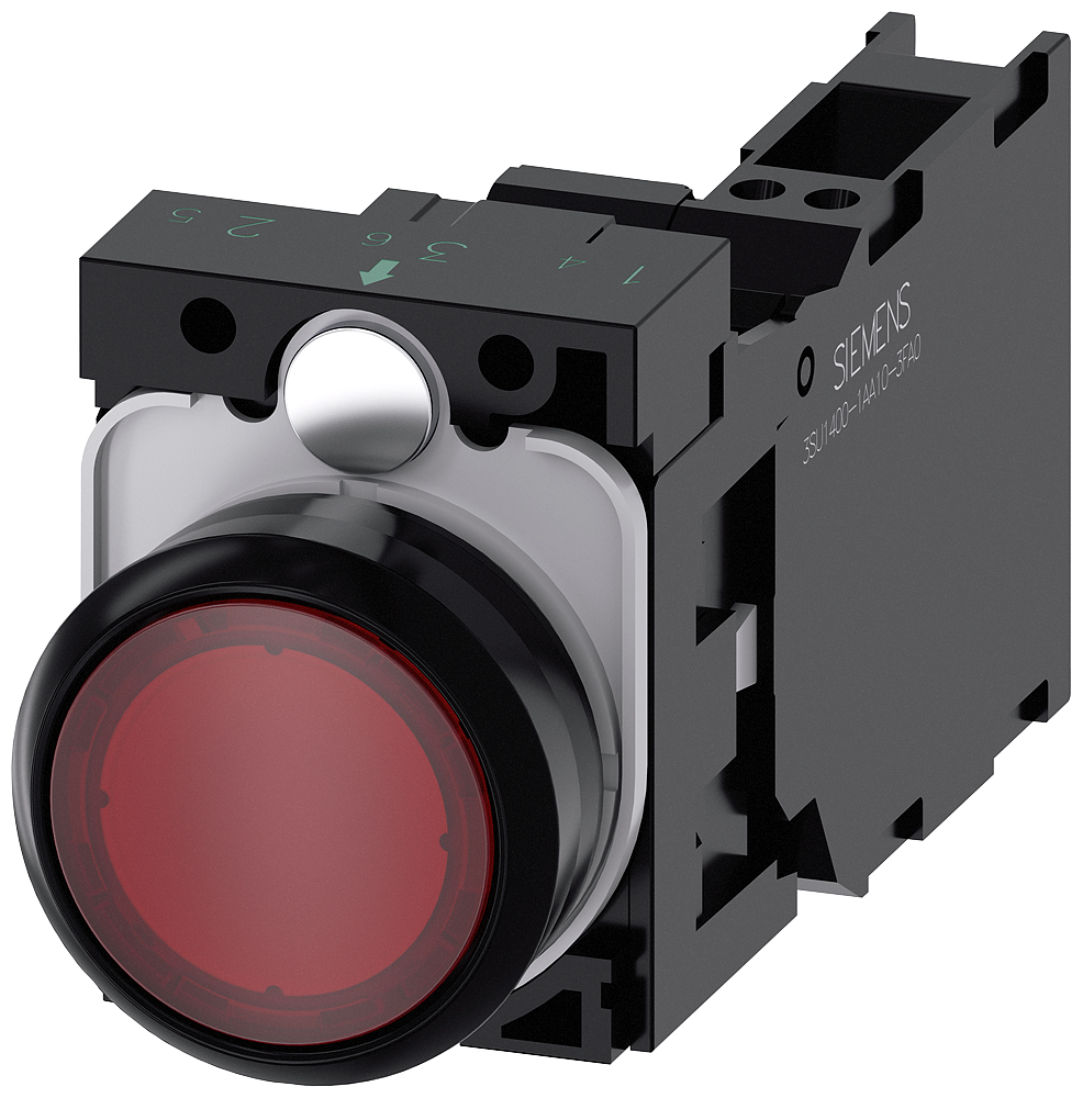 Siemens SIRIUS ACT 3SU11 Series Illuminated Push Button Complete Unit, 22mm Cutout, SPST, IP66, IP67, IP69(IP69K)