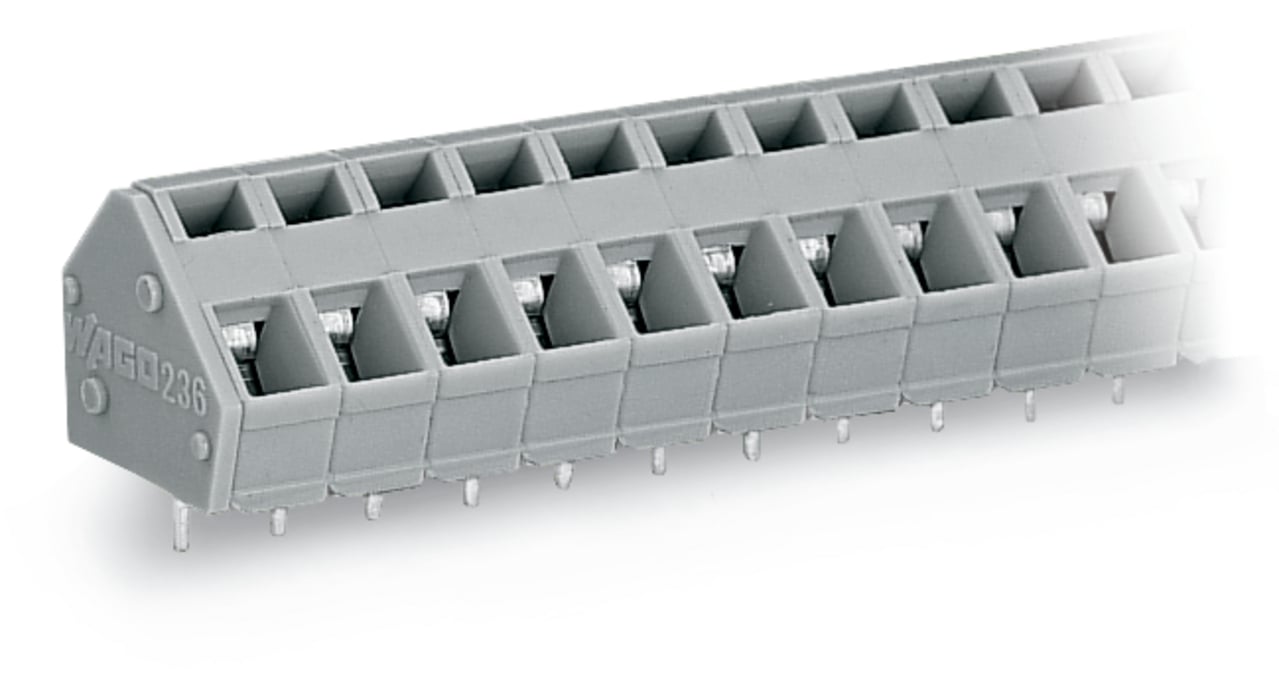 WAGO 236 Series PCB Terminal Block, 10-Contact, 5/5.08mm Pitch, Through Hole Mount, 1-Row, Cage Clamp Termination