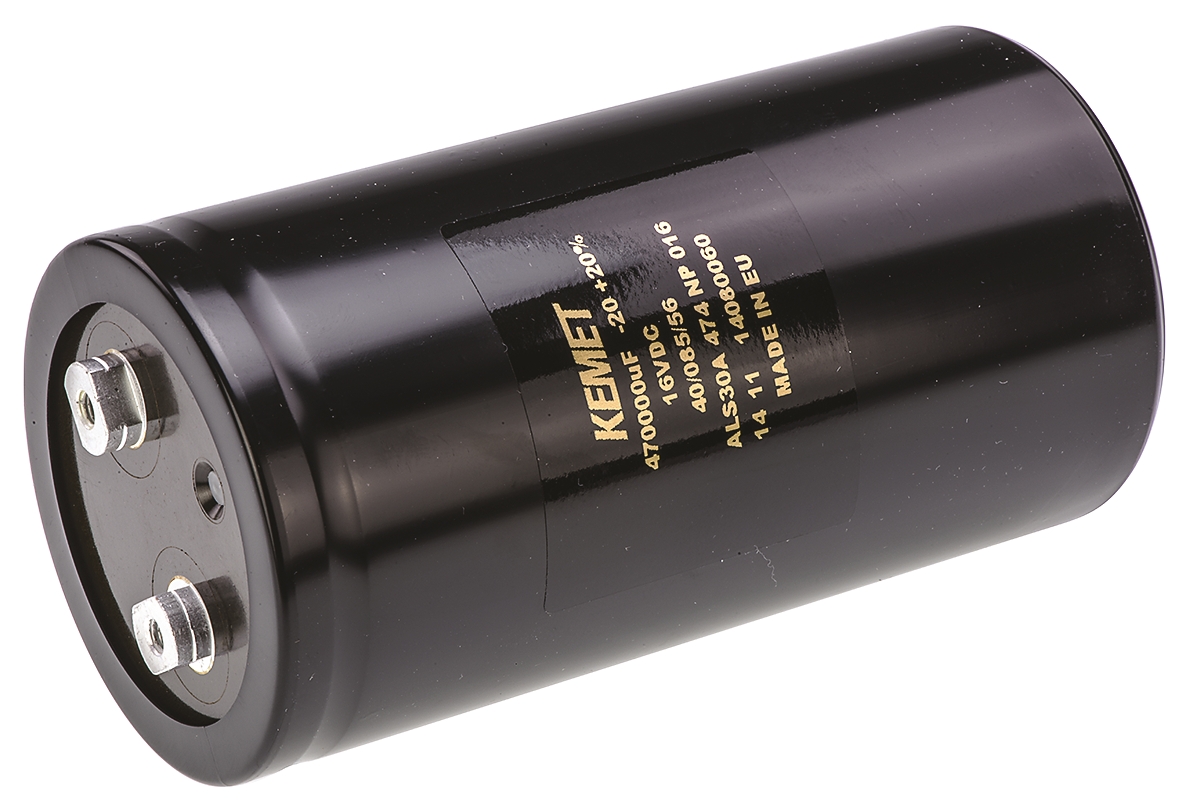 KEMET 0.47F Aluminium Electrolytic Capacitor 16V dc, Screw Terminal - ALS30A474NP016