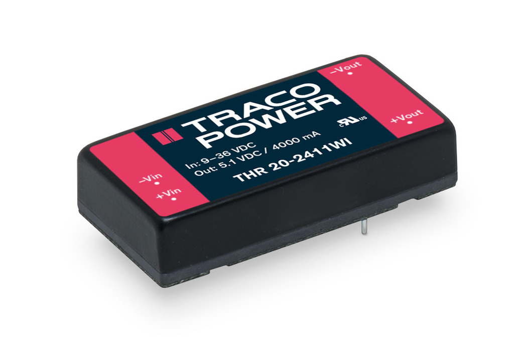 TRACOPOWER THR 20WI Isolated DC-DC Converter, 15V dc/, 40 → 160 V dc Input, 20W, PCB