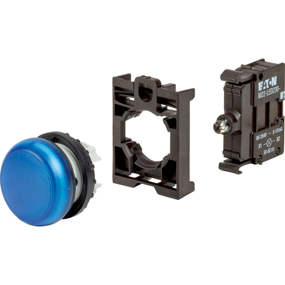 Eaton, Blue LED Indicator, 22.5mm Cutout, IP67, IP69K, Round, 230V ac