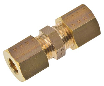 Legris Brass Pipe Fitting, Straight Compression Union, Female to Female 8mm