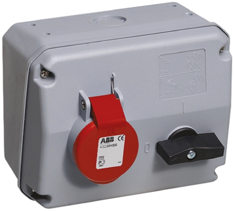 Amphenol Industrial Right Angle Switchable IP44 Industrial Interlock Socket 3PN+E, Earthing Position 6h, 32A, 415 V