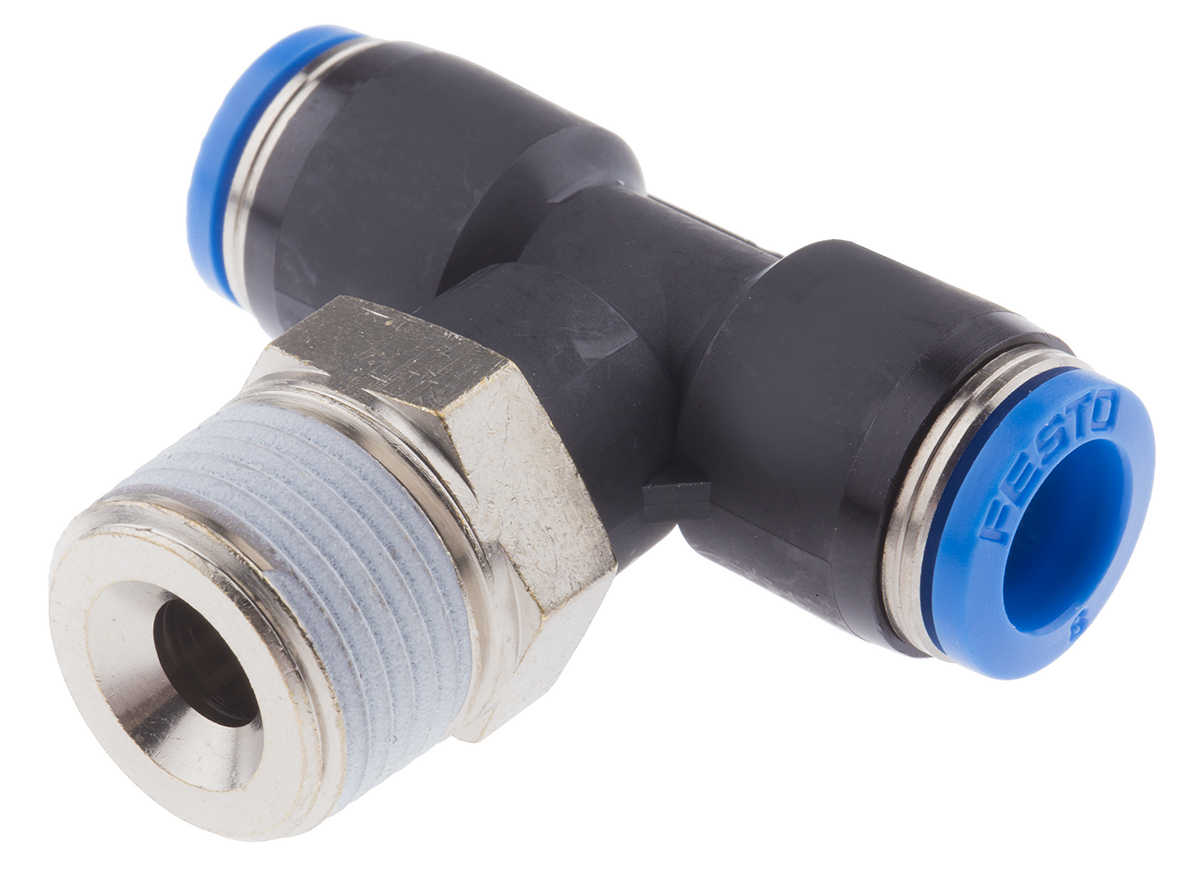 Festo QS Series Tee Threaded Adaptor, Push In 8 mm to Push In 8 mm, Threaded-to-Tube Connection Style, 153111