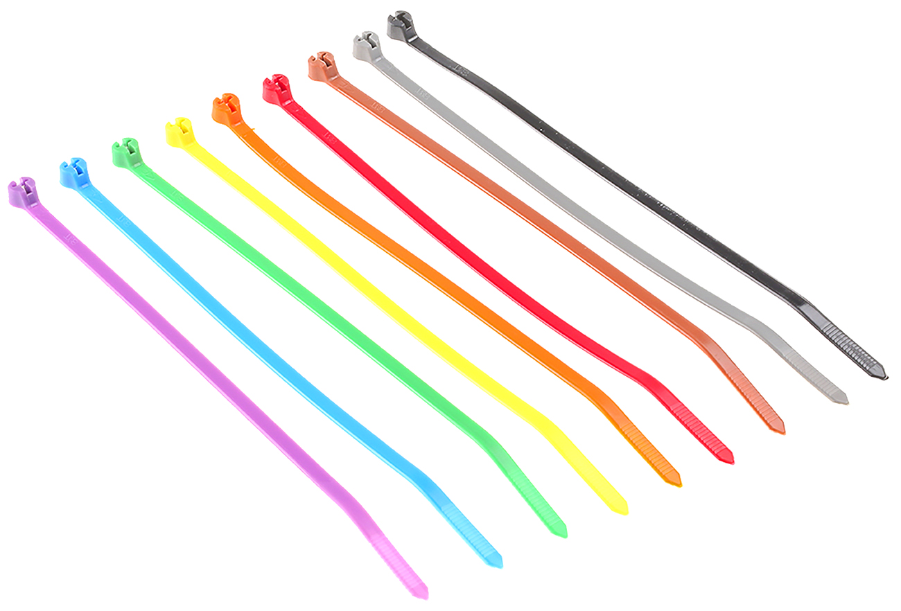 Thomas & Betts Cable Ties, 186mm x 4.8 mm, Assorted Nylon, Pk-100