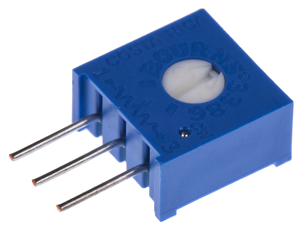 10kΩ, Through Hole Trimmer Potentiometer 0.5W Side Adjust Bourns, 3386