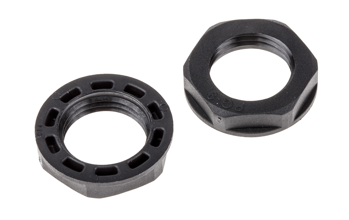 RS PRO Black Nylon 66 Cable Gland Locknut, PG9 Thread, IP68