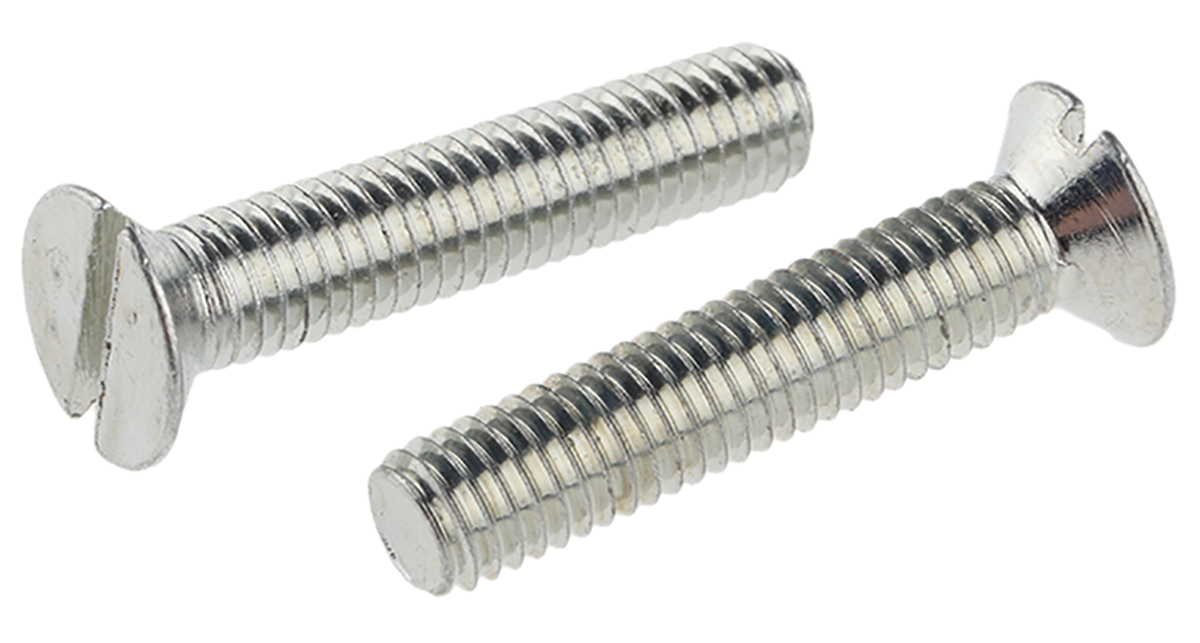 RS PRO Slot M5 Countersunk Steel Machine Screws DIN 963 x 25.0mm