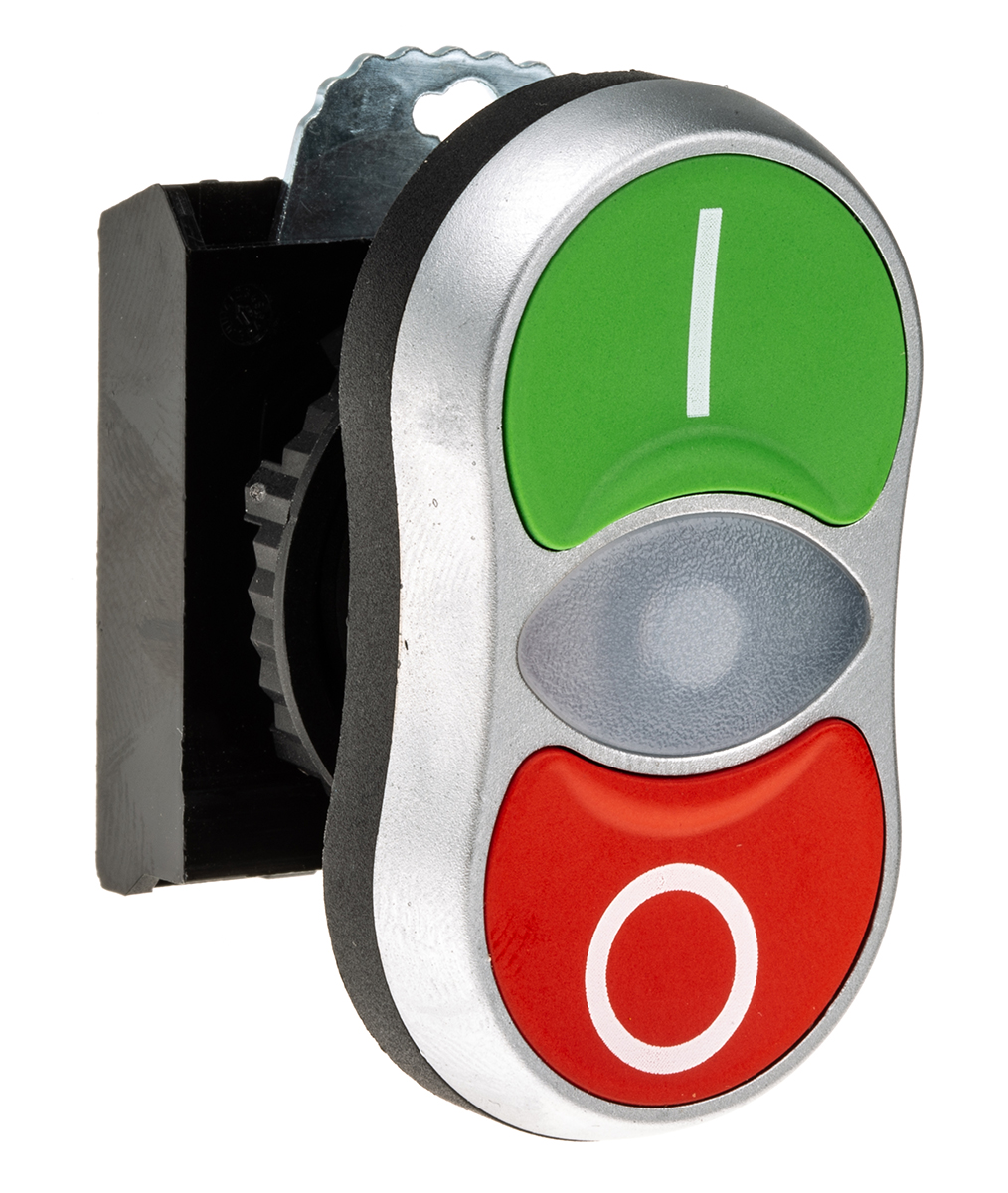 BACO Series Green, Red Illuminated Spring Return Push Button Head, 22mm Cutout, IP66