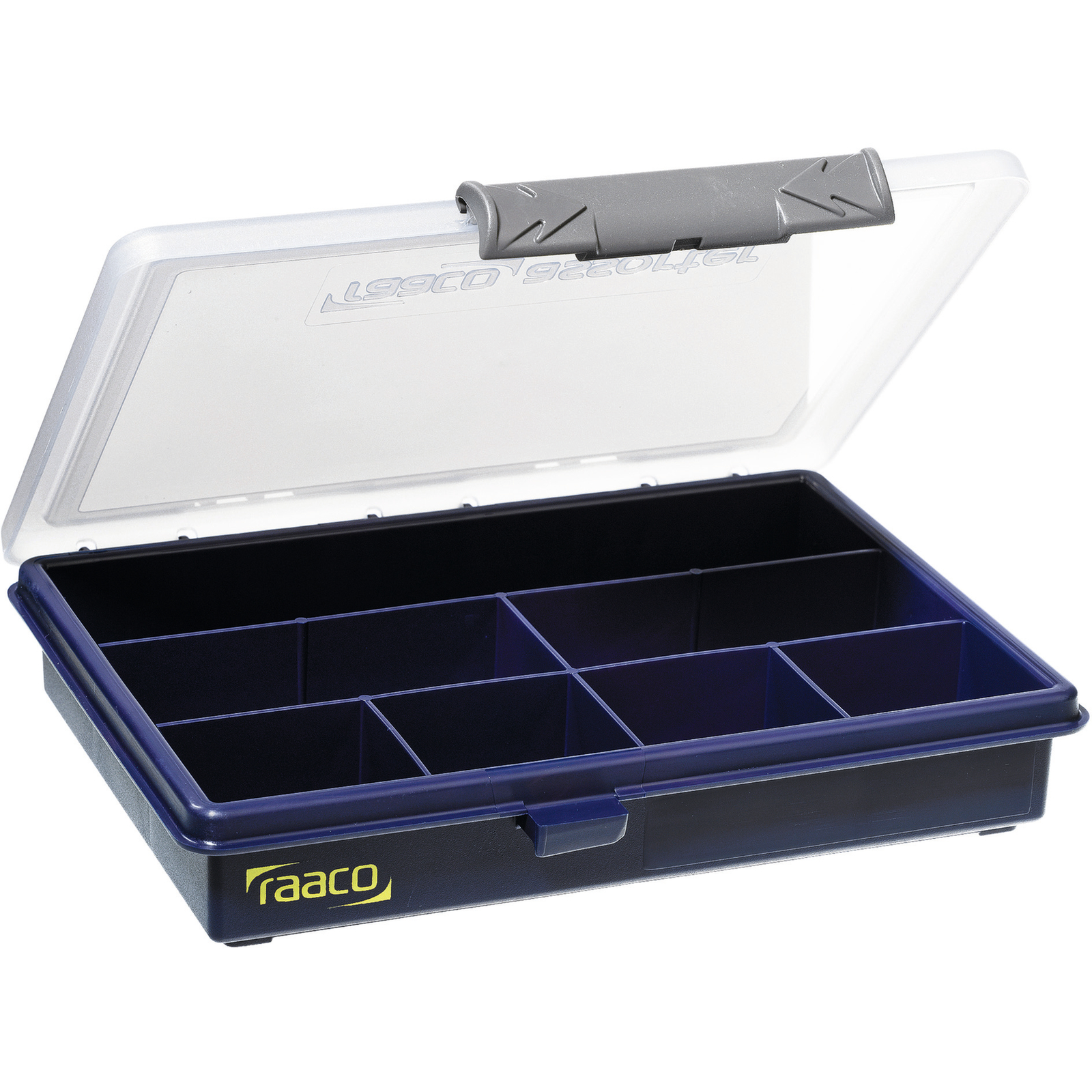 Raaco 7 Cell Blue, Transparent Polypropylene Compartment Box, 32mm x 175mm x 143mm