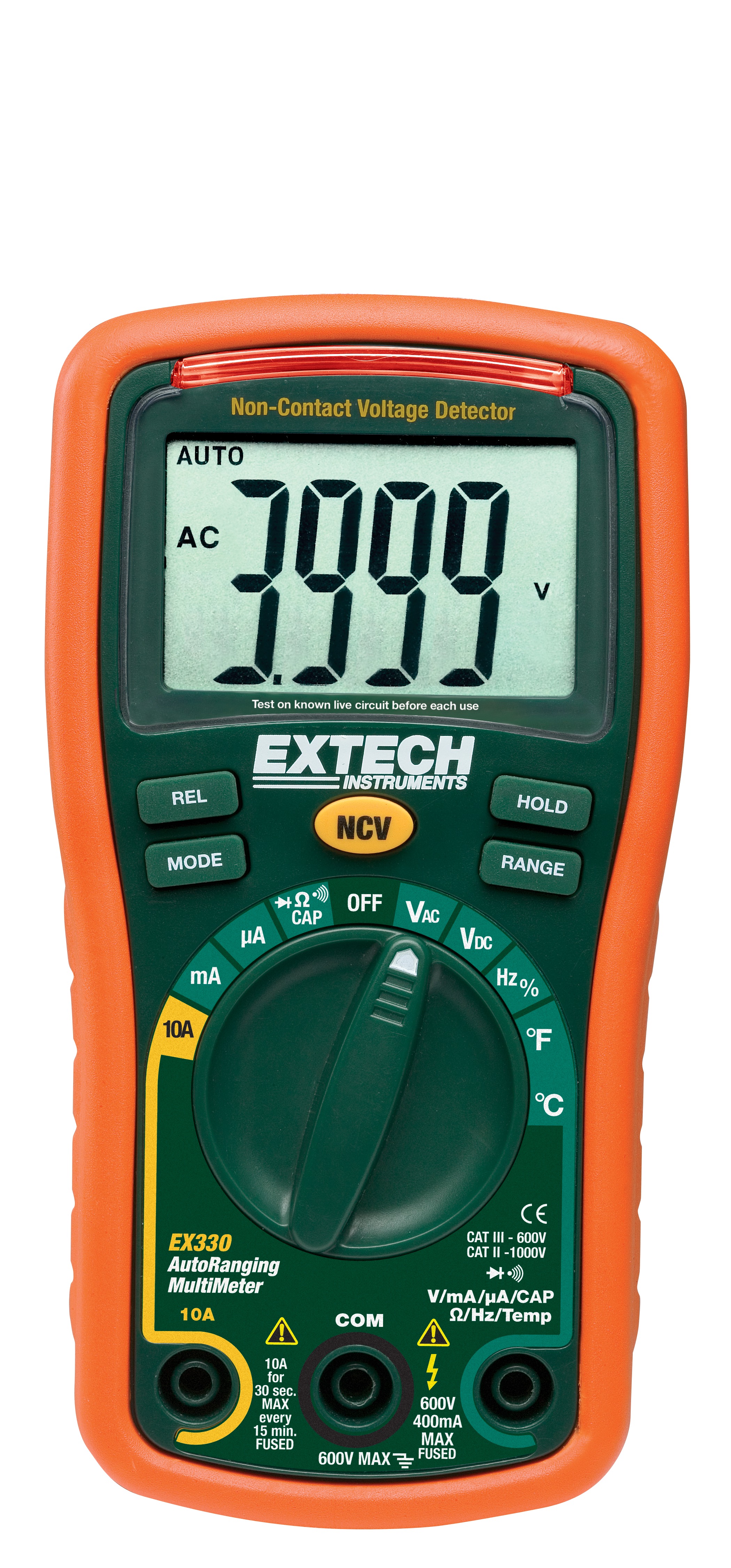 Extech EX330 LCD Multimeter, 10A ac Max, 10A dc Max, 600V ac Max