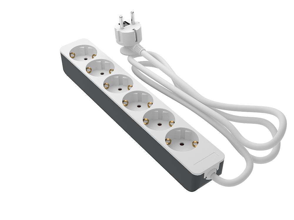 RS PRO 2m 6 Socket Schuko Socket, 250 V, IP20