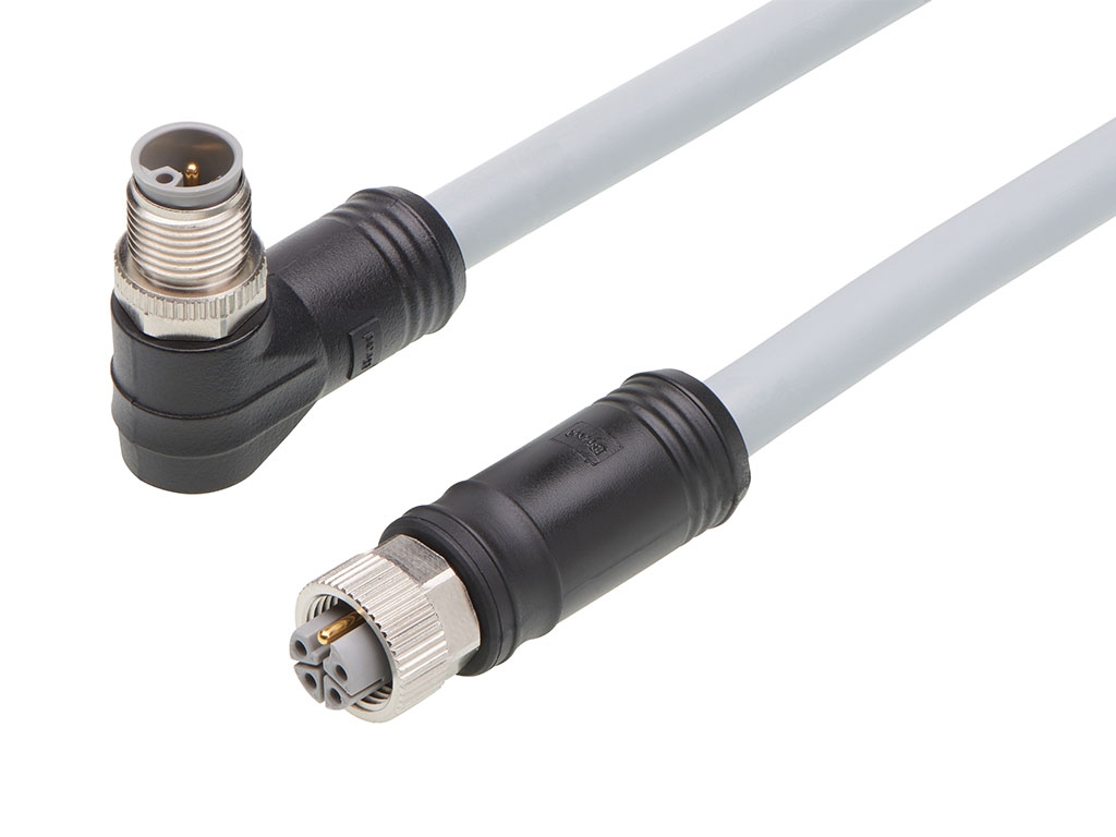 Brad from Molex Cordset, 5 Contacts, Cable, M12 Connector, Plug, Socket, Female/Male, IP67, 120501 Series