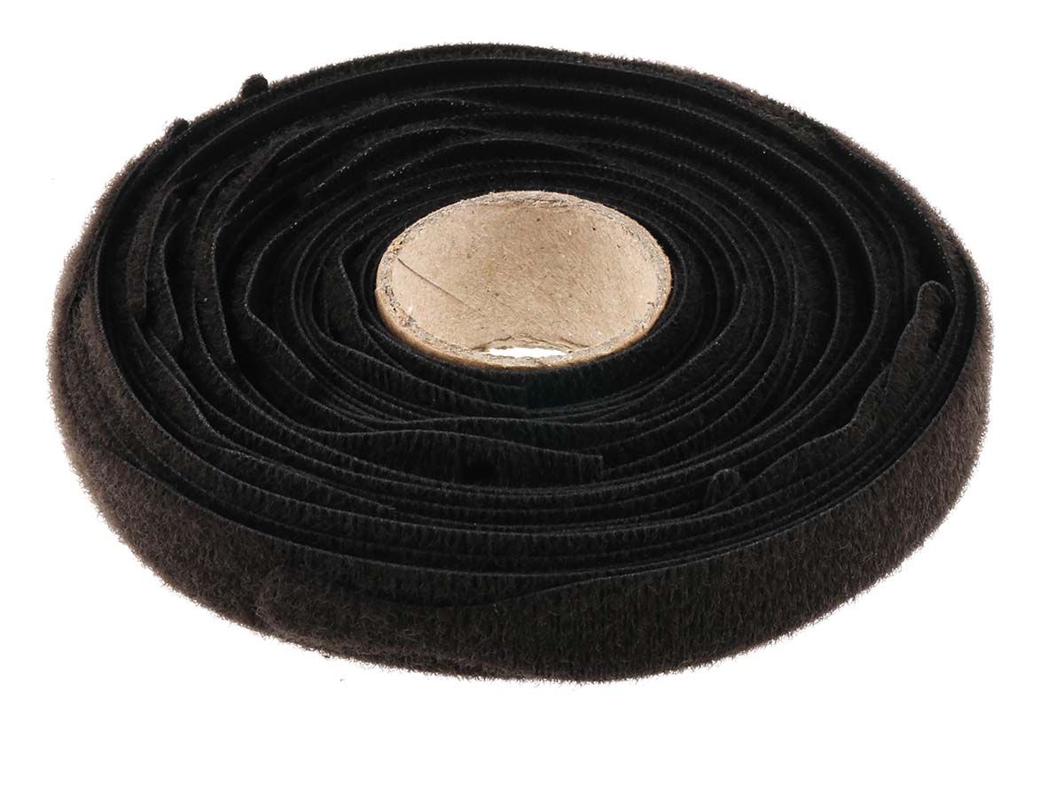 RS PRO Cable Tie, Hook and Loop, 305mm x 12 mm, Black Fabric, Pk-25