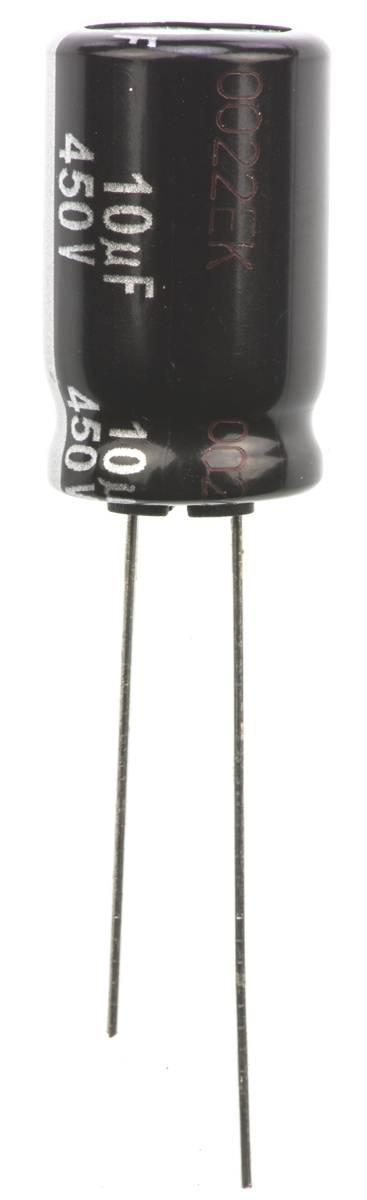 Panasonic 10μF Aluminium Electrolytic Capacitor 450V dc, Radial, Through Hole - EEUED2W100