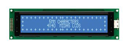Midas MC44005A6W-BNMLW-V2 A Alphanumeric LCD Display, Blue on White, 4 Rows by 40 Characters, Transmissive