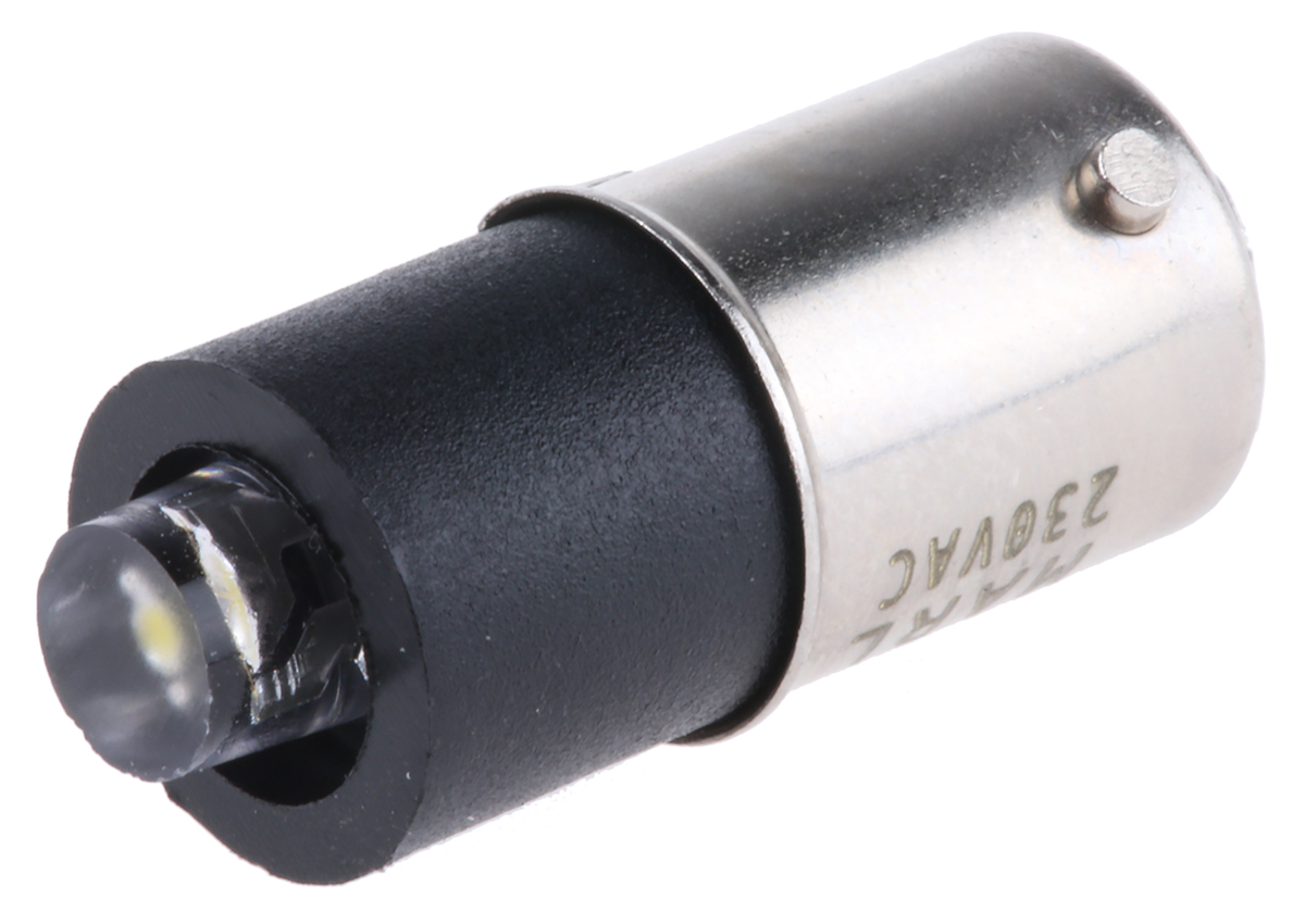 Marl White LED Indicator Lamp, 230V ac, BA9s Base, 4.8mm Diameter, 450mcd
