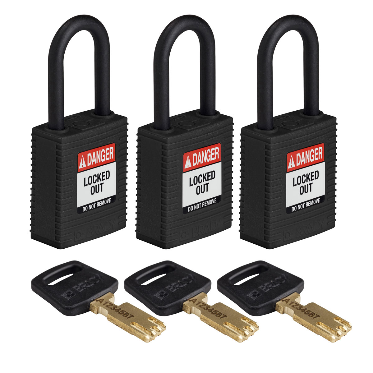 Brady LOTO-101 Key Weatherproof Nylon Padlock, Keyed Alike, 6.35mm Shackle, 38.00mm Body