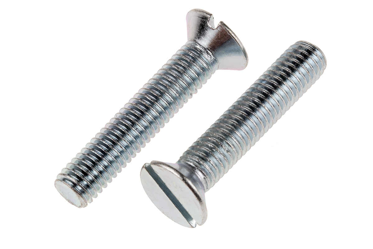 RS PRO Slot M8 Countersunk Steel Machine Screws DIN 963 x 40.0mm