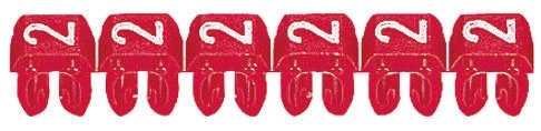 Legrand CAB 3 Clip On Cable Markers, Red, Pre-printed "2", 0.15 → 0.5mm Cable, 0 381 02