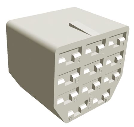 TE Connectivity, FASTIN-FASTON .250 11 Way Nylon Crimp Terminal Housing, 6.35mm Tab Size, Natural