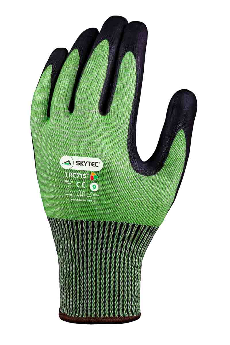 Skytec Black, Green Nitrile Foam Work Gloves, Size 8
