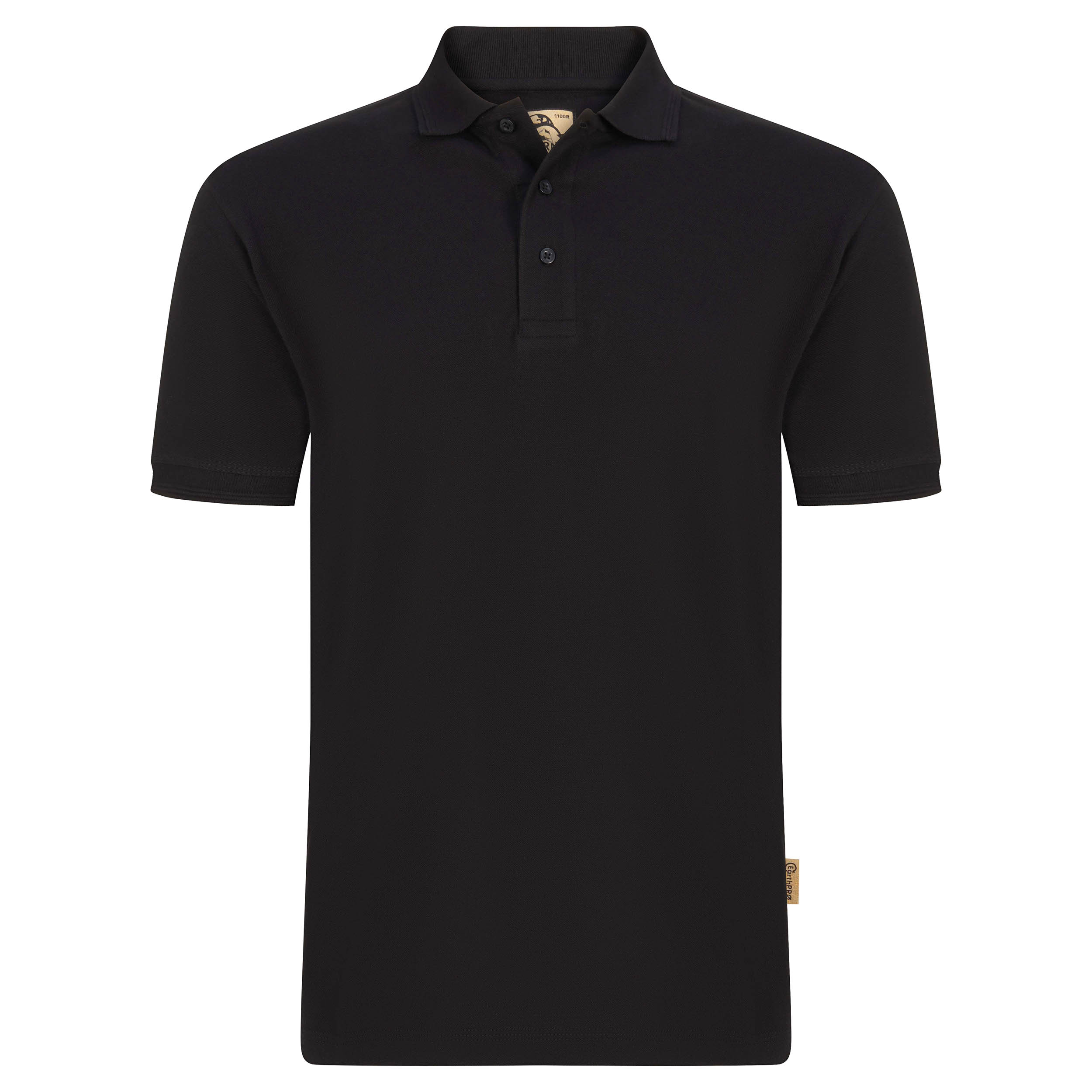 Orn Osprey EarthPro Black Cotton, Recycled Polyester Polo Shirt, UK- M, EUR- M
