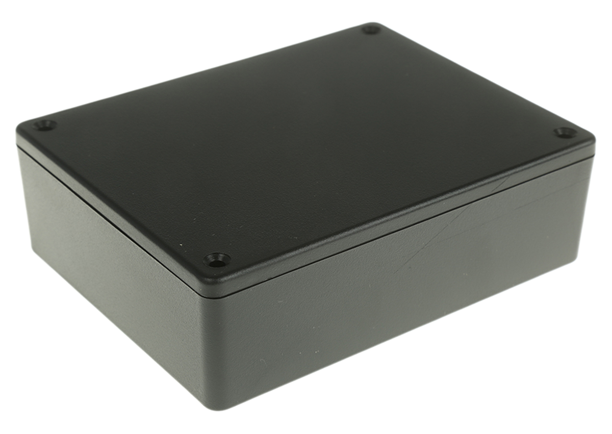 Hammond 1591 Series Black ABS Enclosure, IP54, Black Lid, 122 x 94 x 36mm