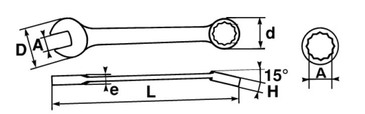 SAM Combination Spanner, 6mm, 15/64in, Metric, Height Safe, Double Ended, 115 mm Overall