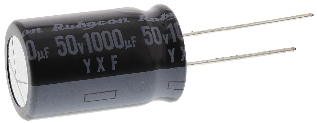 Rubycon 1000μF Aluminium Electrolytic Capacitor 50V dc, Radial, Through Hole - 50YXF1000M16X25