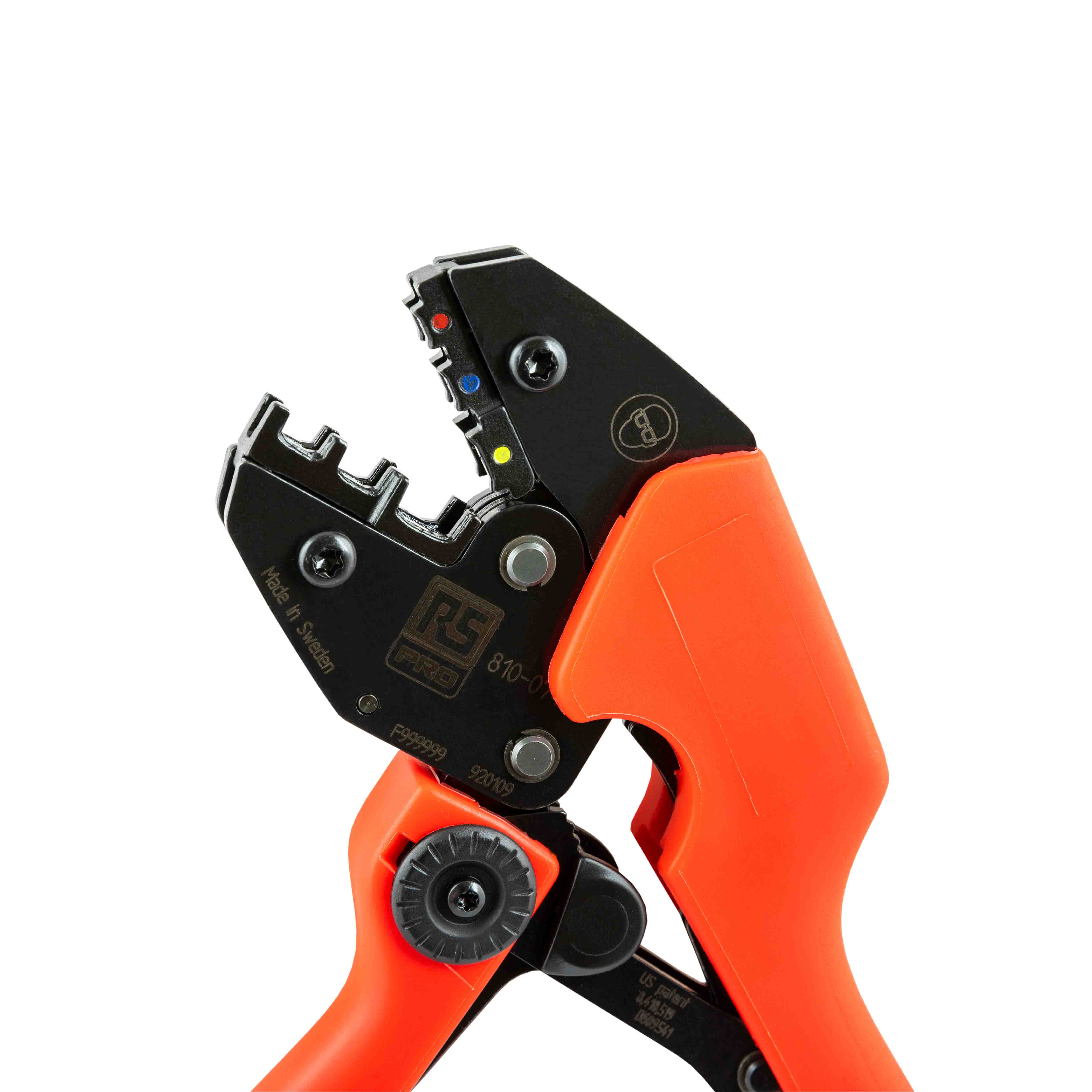 RS PRO Hand Ratcheting Crimp Tool for Insulated terminals red, blue, yellow, 0.75 → 6mm² Wire