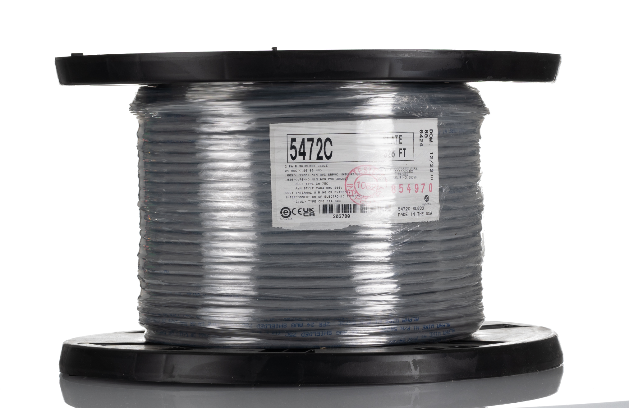 Alpha Wire 5472C Series Data Cable, 2 Pairs, 4 Cores, 0.23 mm², Screened, 24 AWG, 100m, Screened Shield, Control Cable
