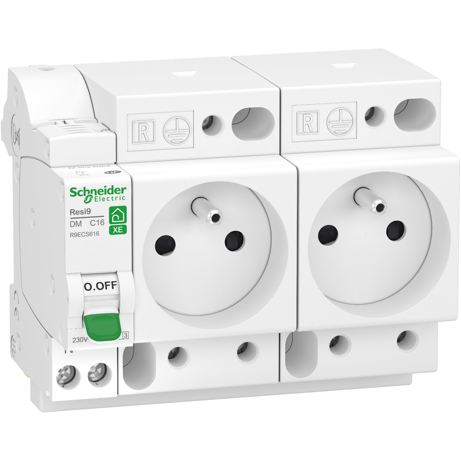 Schneider Electric White 2 Gang Plug Socket, 1 Pole Poles, 16A, French 2P