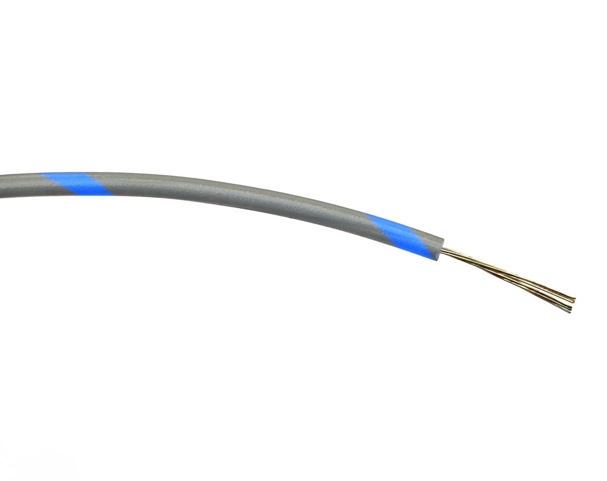 RS PRO Blue/Grey 0.2mm² Hook Up Wire, 24 AWG, 7/0.2 mm, 100m, PVC Insulation